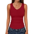 thumbnail image 2 of Womens Summer Tank Tops V Neck Sleeveless Shirts Ribbed Tanks Slim Fitted Casual Basic Tee Shirt, 2 of 7