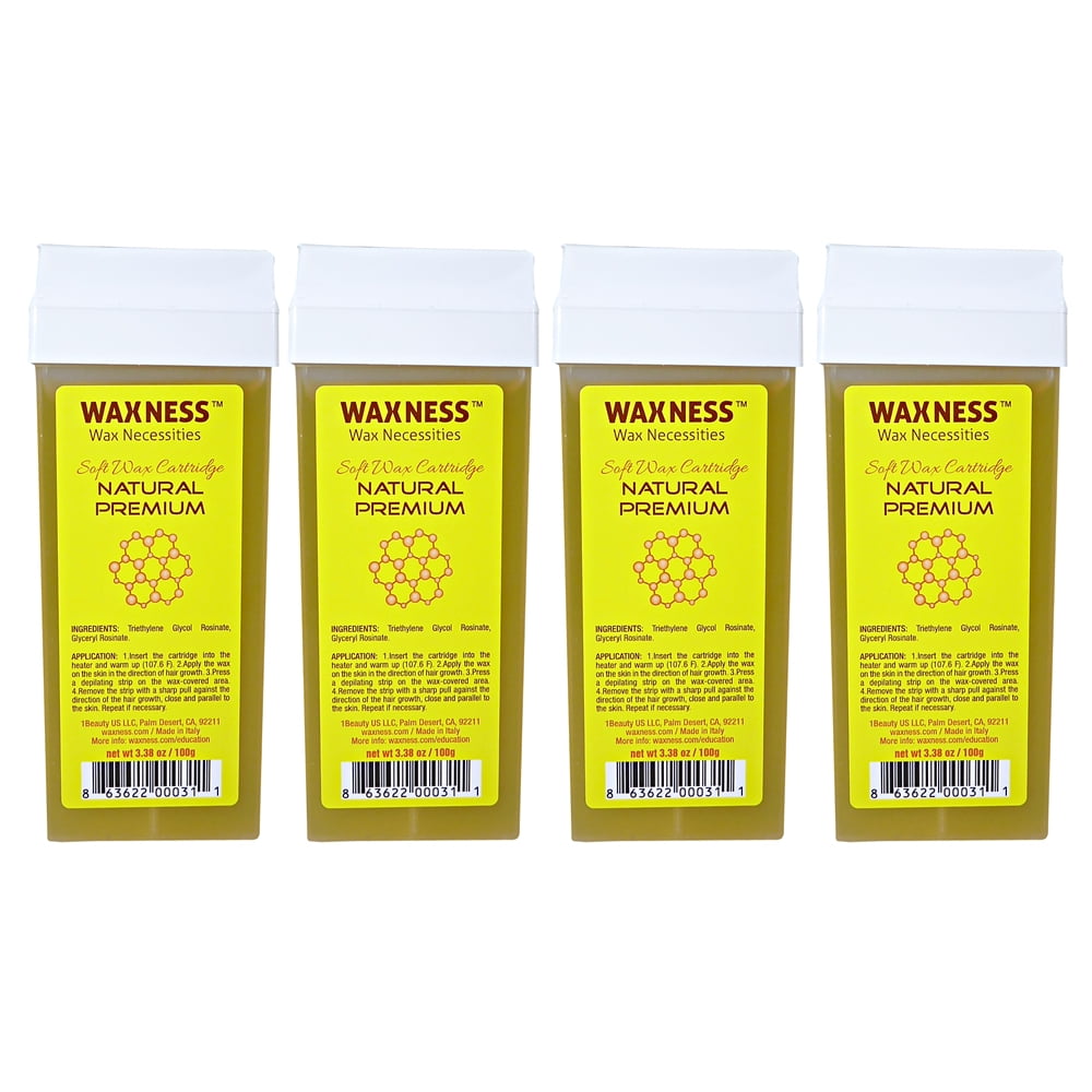 Waxness Wax Necessities Natural Premium Soft Wax Cartridge 3.38 oz 100g Pack of 4