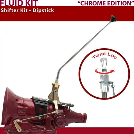 American Shifter 518 Shifter Kit 23 in. Dipstick Chrome Dual Shift Ringed Knob for D0286