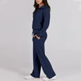 thumbnail image 4 of Women 2 Piece Outfits Lounge Sets 2025 airport outfits Long Sleeve Half Zip travel outfits for women 06-Dark Blue L, 4 of 5