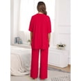 thumbnail image 4 of MINTREUS Lounge Sets for Women Knit Short Sleeve Tops and Long Pants Soft Comfy Pajamas Set Oversized 2 Piece Outfits S-2X, 4 of 8