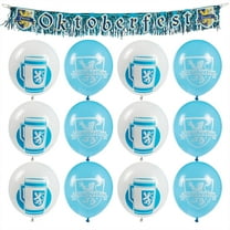 Oktoberfest Party Blue & White Latex Balloons and Foil Fringe Garland Set
