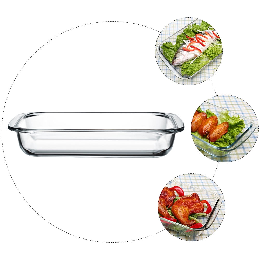NUOLUX Glass Dish Roasting Pie Pan Baking Lasagna Salad Dishes Dessert Plates Tray Casserole Rectangular Plate Oblong Bakeware