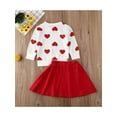 thumbnail image 4 of Kids Toddler Baby Girl Valentine's Day Outfits Long Sleeve Heart T-Shirt Top Red Skirt Spring Fall Clothes Set 1-6T, 4 of 7