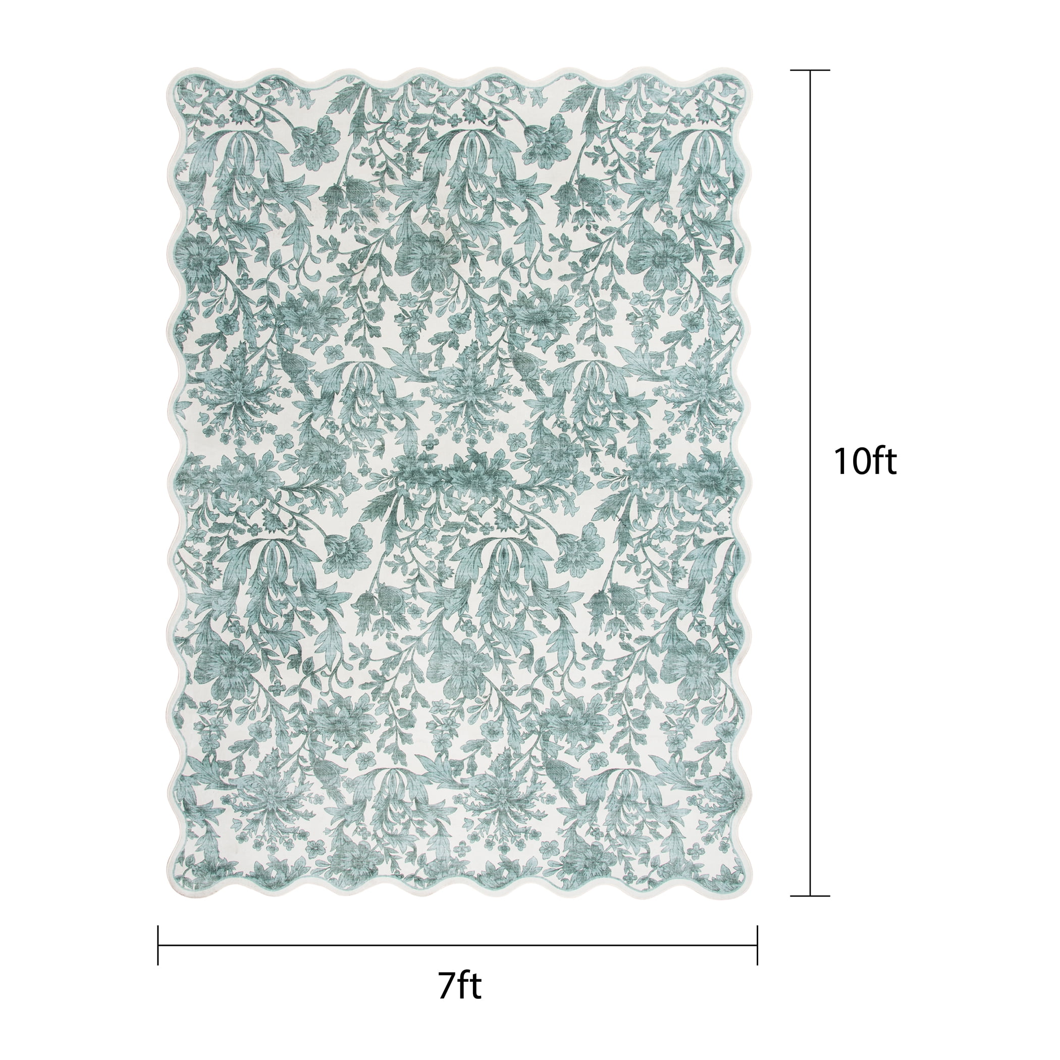 Mainstays 7'x10' Green Feather Faux Fur Scalloped Indoor Area Rug
