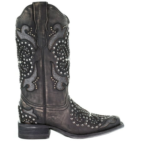 

Corral Boots Womens Studded Snip Toe Dress Boots Mid Calf Low Heel 1-2