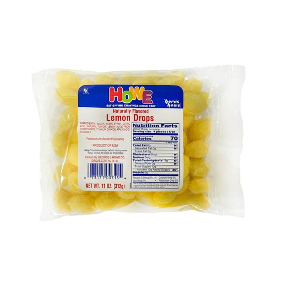 Howe Lemon Drops, Hard Candy 11 oz, Bag