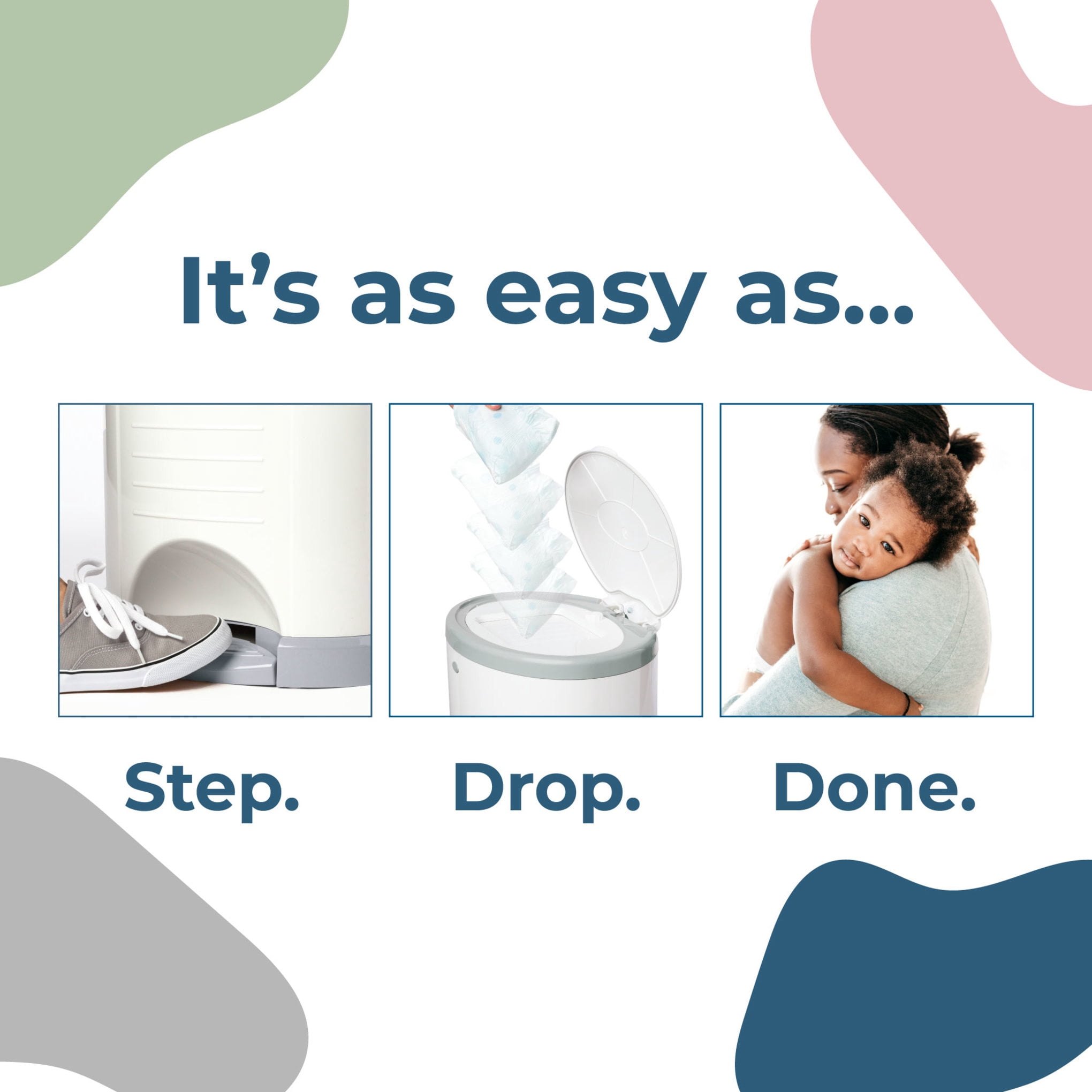 Dekor Mini Hands-Free Diaper Pail | White