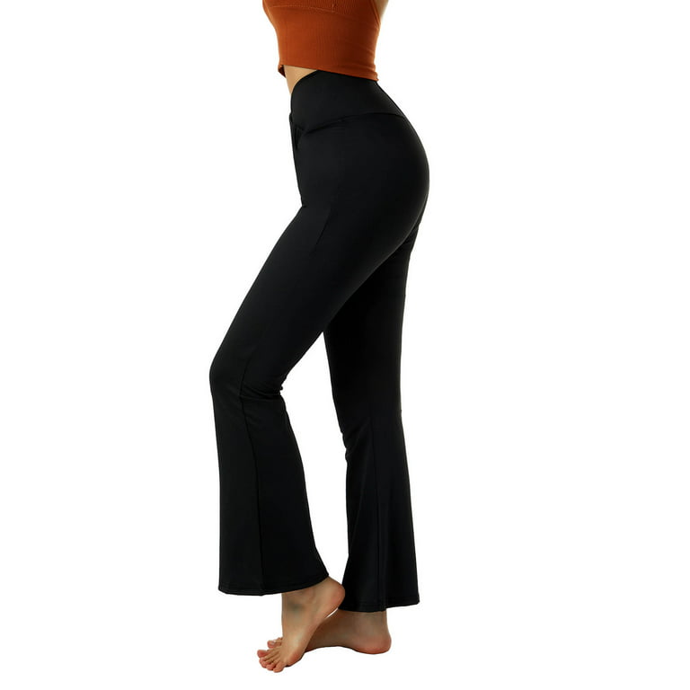 Imcute Women's Yoga Pants Leggings High Waisted Wide Leg Yoga Flare Pants  Tummy Control Workout Running Pants Black XXL