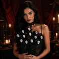 thumbnail image 4 of Halloween Artificial Rose Flower with Skull Head, Fake Silk Rose Bouquet, Red or Black Roses with Mini Skull, 4 of 7