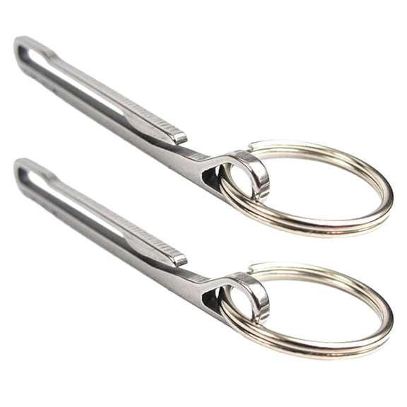 2pcs Keychain Pocket Clip Keyring Clasps Carabiner Stainless Steel Buckle Key Rings Holder Camping Accessories