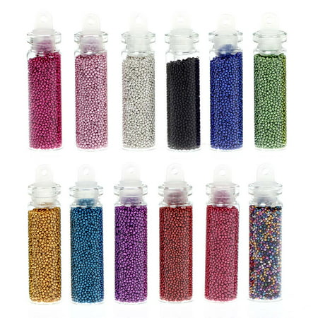 BMC 12 Tube Mix Color Nail Polish Art Mini Caviar Bead Studs Manicure (Best Varnish For Paper Beads)