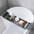 thumbnail image 2 of Estante de bañera con drenaje retráctil Estante de almacenamiento de inodoro sin perforaciones para cocina Estante de bañera para baño, 2 of 4