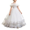 thumbnail image 2 of LEKWK Girls Sparkly Princess Dress Sequin Ruffles Sleeve Tulle Ball Gown Off Shoulder Tiered Pageant Dresses for Birthday Party Stage Performance Costume, 2 of 9