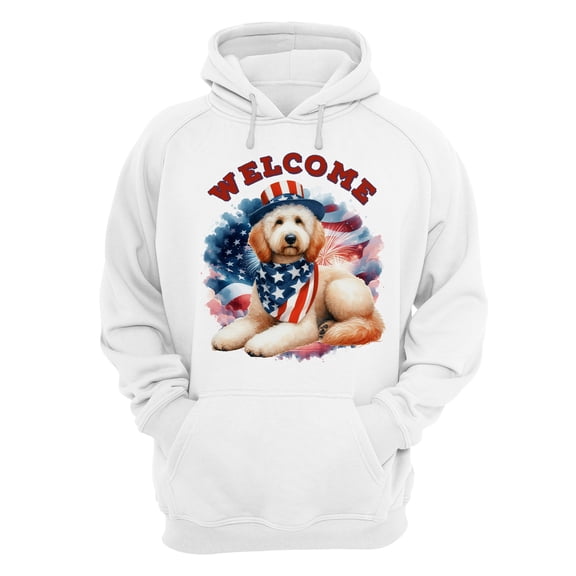 Goldendoodle Patriotic Welcome for 4Th of July Independence Day Hoodie Unisex Merch Hoodies Doodle Dog Lover Gifts Idea - 00010