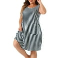 thumbnail image 2 of DARING DIVA Women's Plus Size Sleeveless Nightgowns with Pockets 1X Navy Blue, 2 of 6