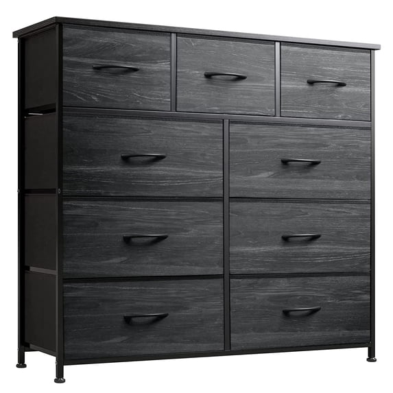 Dresser for Bedroom,9-Drawer Dresser for Nursery, Entryway, Closets,Tall Chest of Drawers with Steel Frame, Wood Top