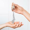 thumbnail image 1 of OULII 5Pcs Silver Badminton Racket Keychain Metal Key Rings Creative Sports Accessories, 1 of 8