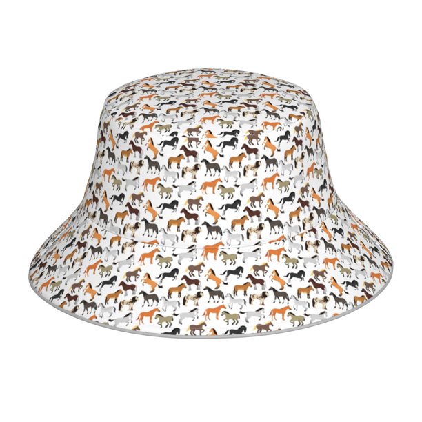 Fotbe Horse Sombrero Tipo Pescador con Estampado – Sombrero de Sol de Algodón de Moda para Playa, Golf, Pesca