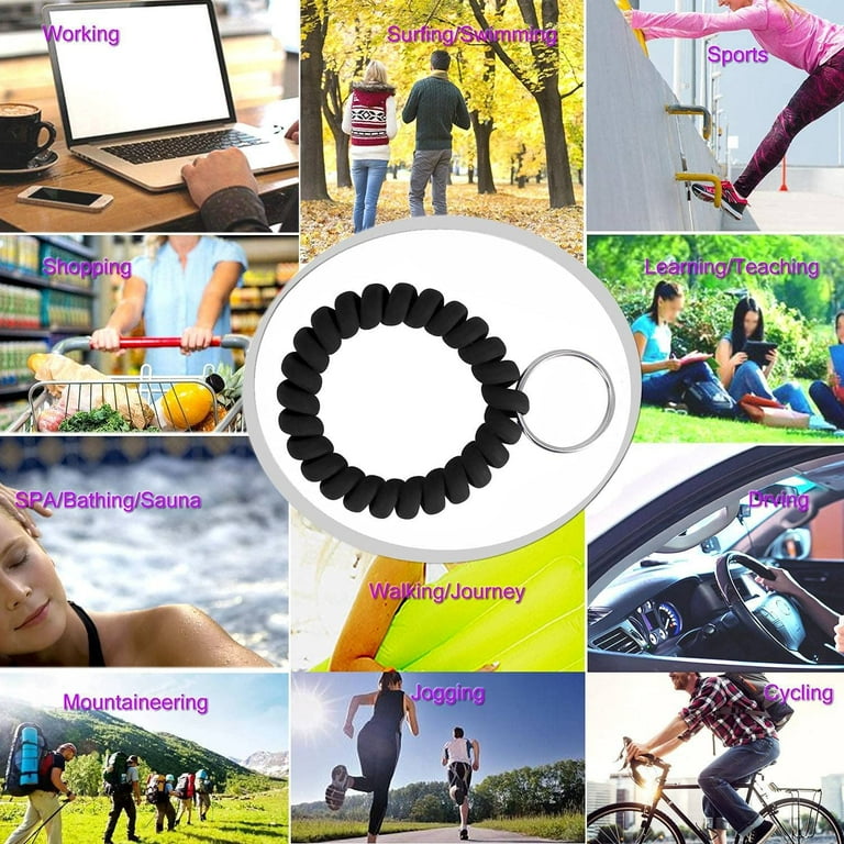 Wristband Keychain 6-Pack Stretchy Wrist Keychains Spiral Coil