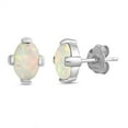 thumbnail image 1 of Prong Set White Synthetic Opal Oval Classic Earring Sterling Silver, 1 of 2