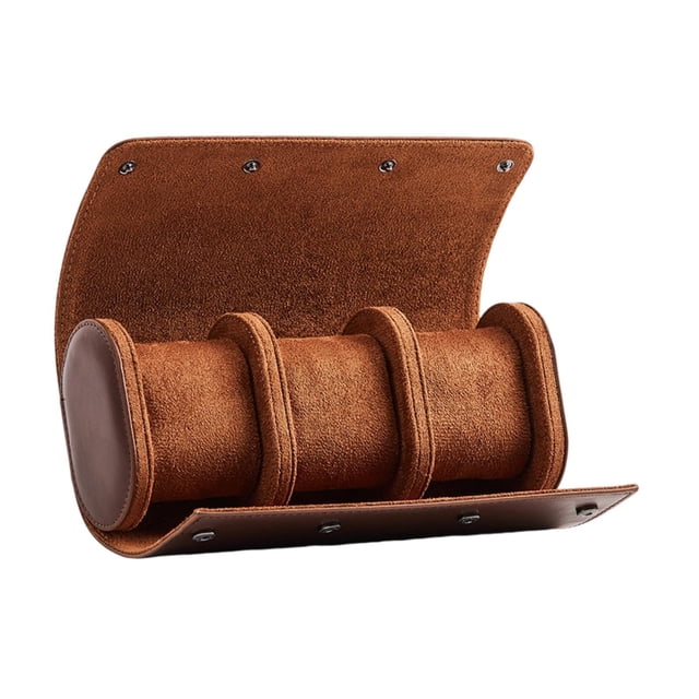 Estuche de viaje para relojes, caja de almacenamiento ligera para hombres y mujeres, estuche enrollable para relojes, organizador de cuero sintético Tres