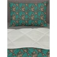 thumbnail image 3 of Brown and Blue Comforter & Sham Bedding Set, Abstract Flyaway Leaves with Curly Details Retro, 3 pcs Duvet Set Microfiber Filling Quilt, 5 Sizes, Turquoise Umber, by Ambesonne, 3 of 4