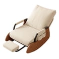 thumbnail image 3 of Sillón mecedor individual con respaldo ancho, sillón reclinable de ocio, sillón reclinable para dormitorio, sala de estar, oficina Beige Marrón, 3 of 8