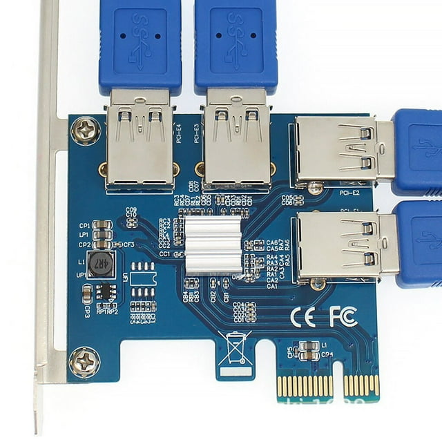 PCI-E to USB Riser Board 1 to 1 to 4 4 Adapter 4-port PCI-E to USB 3.0 Extender Card Mining Accessory
