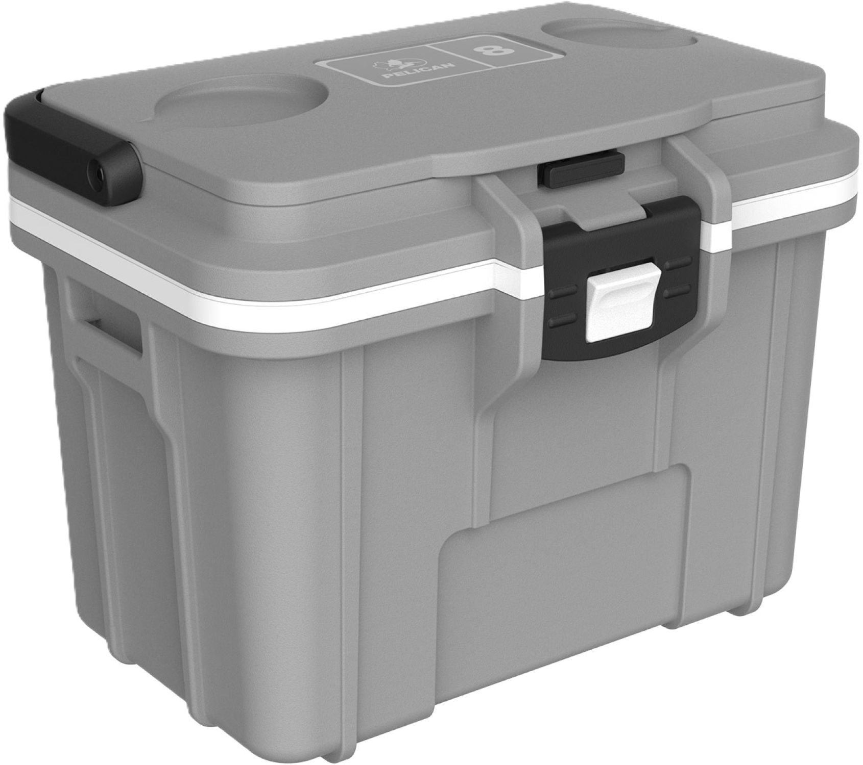Pelican Personal 8 Qt Hard-Sided Cooler with Snap-in Ice Pack Bottle Opener, Cement and White