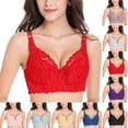 thumbnail image 2 of VISALY super gather bra wireless push-up bra, Ladies Lace Bra Push-Up and Side-Breasted Adjustment Bra, Lace Bras High Impact Sports Bra for Large Breasts Womens Bra and Panty Sets, Beige,75B, 2 of 5