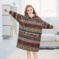 thumbnail image 5 of FORMRS Wearable Blanket Hoodie with Sleeves for Kids Cozy Flannel Sweatshirt, Tribal Geometric, 5 of 7