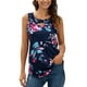 thumbnail image 3 of Chaleco de mujer Boho sin mangas sin mangas con estampado floral camiseta con cuello en V, azul marino, S Inevent AP002566-16, 3 of 7