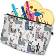 thumbnail image 4 of Bolsa de cosméticos para mujer, bolsas de maquillaje espaciosas adorables, neceser de viaje, organizador de accesorios, regalos Liama, 11 Feliz Sencillez, 4 of 4