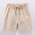 thumbnail image 3 of GYRATEDREAM Kids Toddler Little Boy Girl Cotton Linen Summer Shorts Solid Color Casual Pants with Drawstring 2-11T, 3 of 4