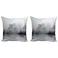thumbnail image 1 of Ambesonne Moon Throw Pillow Cover 2 Pack, Calm Water and Twilight Sky, 16", Grey Purpleblue, 1 of 6
