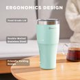 thumbnail image 3 of Maestri House 30oz Tumbler with 2-in-1 Lid, Stainless Steel Vacuum Insulated Water Coffee Tumbler Cup, Double Wall Powder Coated Travel Mug Thermal Cup for Home and Outdoor (Bay Blue), 3 of 7