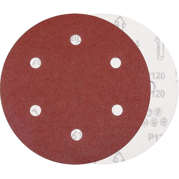 Disco de lijado 225 mm P120 Grano 6 agujeros Discos de gancho y bucle, 30 almohadillas de papel de lija redondas para lijadora de paneles de yeso, lijadora de jirafa, lijadora de pared Banban,, kaili Sencillez
