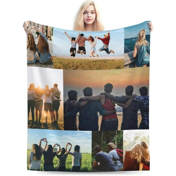 Custom Blanket with Photo Personalized Blankets and Throws Picture Blanket for Friend, Customized Gifts for Brother Sisters (40"x60") Blankets