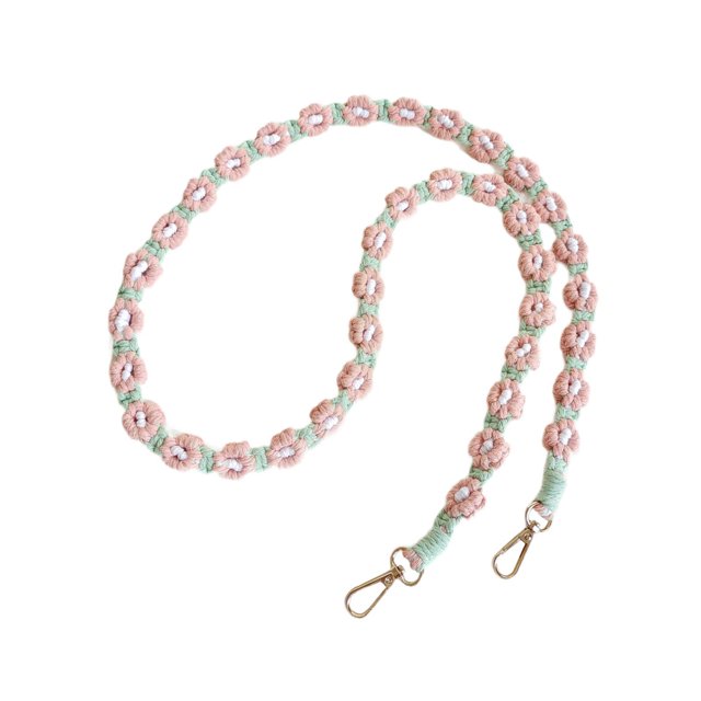 Cordón para teléfono CUTICAT de macramé llavero artesanal Verde y color de piel