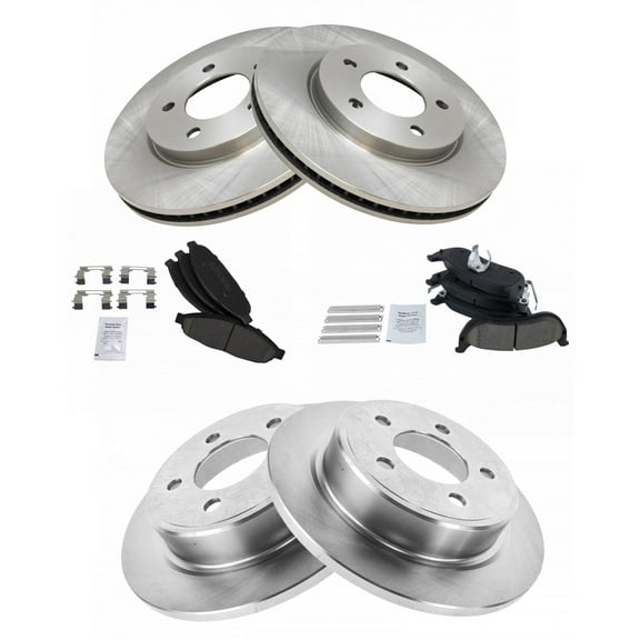 TRQ Front and Rear Brake Pad & Rotor Kit Brake Pads Brake Rotor Ceramic Fits Select 2004-2008 Chrysler Pacifica