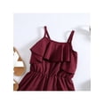 thumbnail image 4 of Kmbangi Kid Girls Casual Playsuit Spaghetti Straps Sleeveless Solid Color Ruffle Short Jumpsuit, 4 of 7