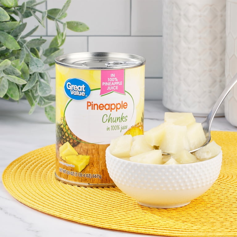 8 pack) Great Value Canned Pineapple Chunks in Pineapple Juice, 20