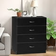 thumbnail image 2 of 4 Drawer Dresser, UHOMEPRO Modern Chest of Drawers for Bedroom, Night Stand Wood Storage Cabinet Dresser Organizer Unit with Handle for Living Room, Closet, Hallway, Small Space, Black, 2 of 9
