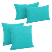 Blazing Needles 18” x 18” Aqua Blue Solid Polyester Decorative Pillows, Removable Cover (4 Count)