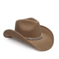 thumbnail image 4 of Gtoiithly Cowboy Hat for Women's Western Denim Curved Top Hat Brimmed English Jazz Style Comfortable for Daily Wear Parties and Outdoor Use L1-Khaki, 4 of 4