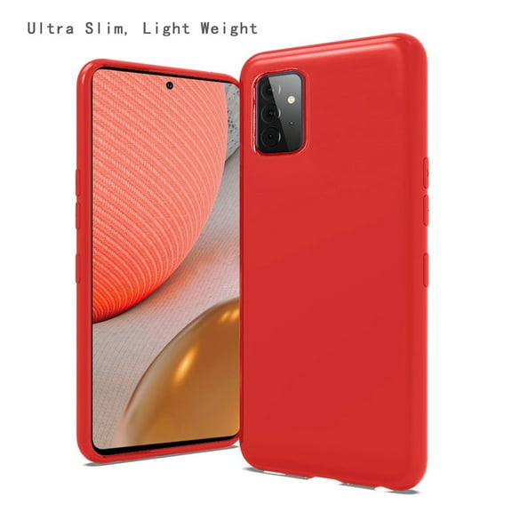 Case for Samsung Galaxy A72 5G Hybrid Soft Silicone Rubber Gummy TPU Gel Candy Skin Flexible Skinny Slim Protector Phone Cover for Galaxy A72 by Xpm - Red