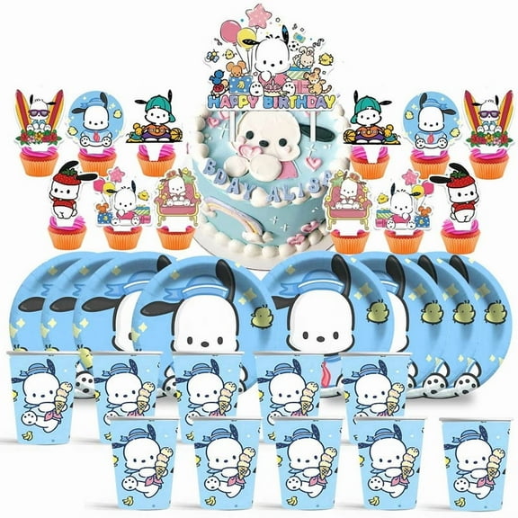 Pochacco Birthday Cups Party Supplies Plates Decorations Cake Topper Decor