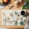 thumbnail image 2 of White Floral Placemats Set of 2, Magnolia Bud Green Leaf Non-Slip Place Mats Washable Table Mats for Kitchen Dining Table Decorations Indoor/Outdoor, 2 of 9