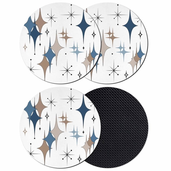 Blue Brown Diamond Coasters Set of 4, Absorbent Coasters for Drinks, Modern Geometric Middle Century Coaster for Desk Coffee Table Protection, Home Decor House Warming Gifts 4"